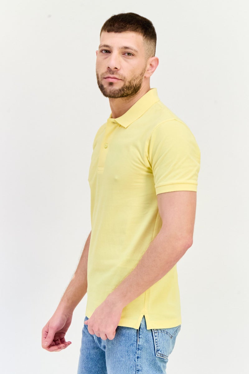 Celio Men Regular Fit Plain Short Sleeves Polo Shirt, Yellow - Image 2